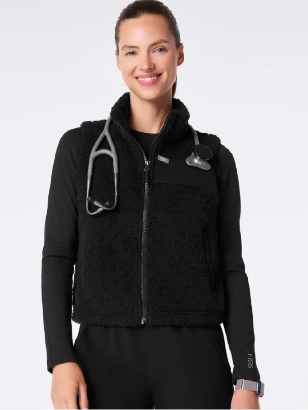 Figs on shift high pile fleece vest